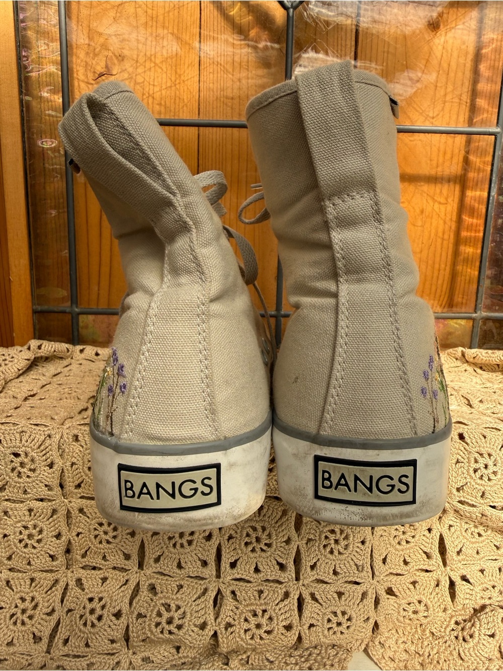 BANGS Wildflower Wanderer Platform High Top Sneakers Embroidered Floral Shoes - Picture 3 of 14